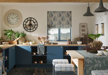 bold colourful roller blinds in kitchen